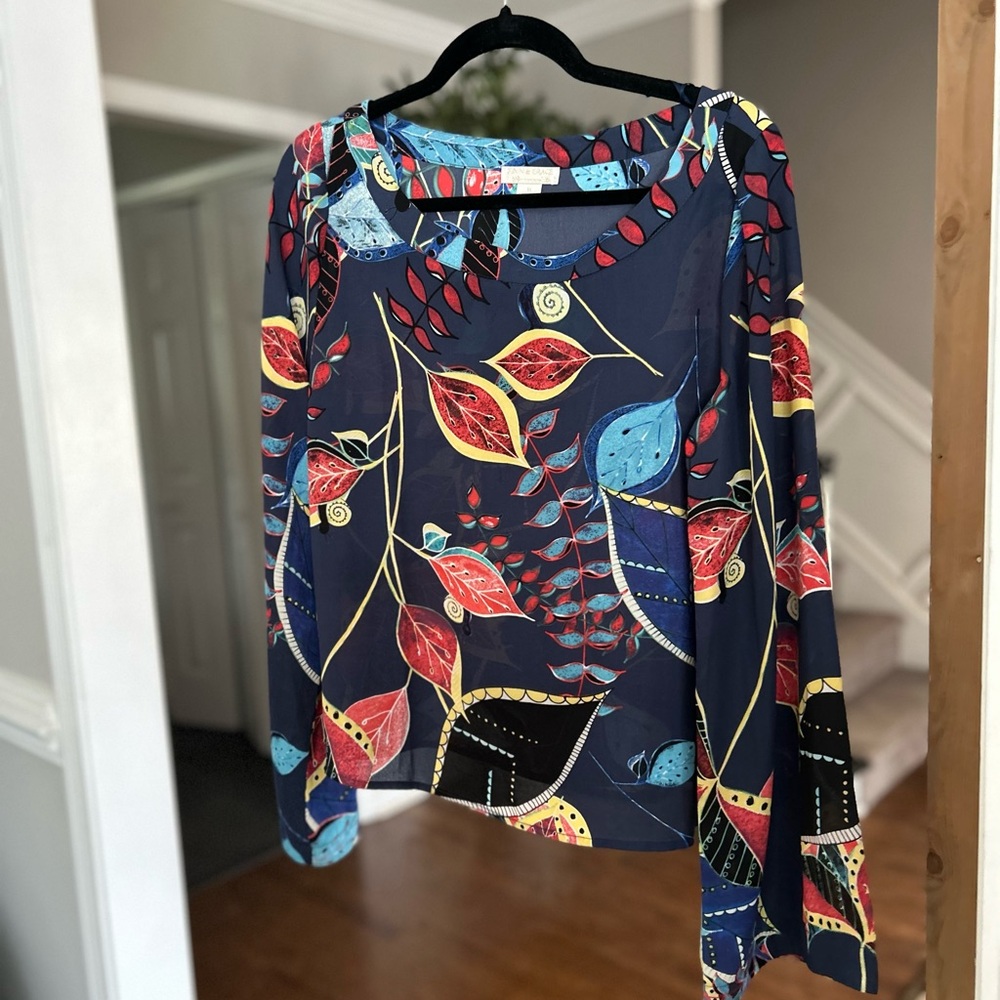 Colorful Leaf Print Women's Top